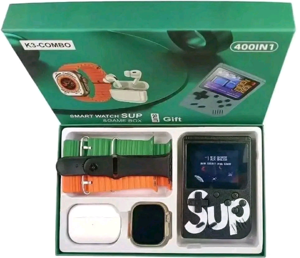 Kit complet console de jeu. Montre connectée. Écouteurs